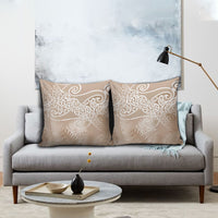 Aotearoa Maori Koru Curves Pillow Cover Silver Ferns - Mocha LT7 - Polynesian Pride