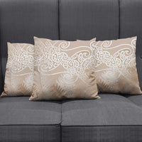 Aotearoa Maori Koru Curves Pillow Cover Silver Ferns - Mocha LT7 - Polynesian Pride
