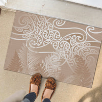 Aotearoa Maori Koru Curves Rubber Doormat Silver Ferns - Mocha LT7 - Polynesian Pride