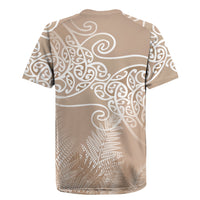 Aotearoa Maori Koru Curves Rugby Jersey Silver Ferns - Mocha LT7 - Polynesian Pride