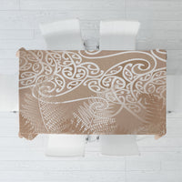 Aotearoa Maori Koru Curves Tablecloth Silver Ferns - Mocha LT7 Beige - Polynesian Pride