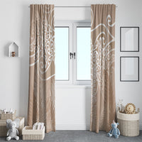 Aotearoa Maori Koru Curves Window Curtain Silver Ferns - Mocha LT7 - Polynesian Pride
