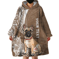 Personalised Polynesian Pacific Bulldog Wearable Blanket Hoodie With Brown Hawaii Tribal Tattoo Patterns LT7 - Polynesian Pride