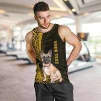 Personalised Polynesian Pacific Bulldog Men Tank Top With Gold Hawaii Tribal Tattoo Patterns LT7 - Polynesian Pride