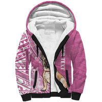 Personalised Polynesian Pacific Bulldog Sherpa Hoodie With Pink Hawaii Tribal Tattoo Patterns LT7 Unisex Pink - Polynesian Pride
