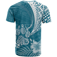 Custom Polynesian Pacific Bulldog T Shirt With Teal Hawaii Tribal Tattoo Patterns LT7 - Polynesian Pride
