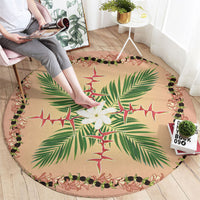 Hawaii Quilt Inspired Collection Aloha Flowers Round Carpet Maile - Kukui Nut Lei