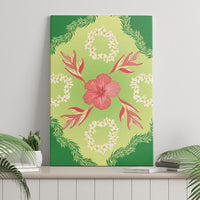 Hawaii Quilt Inspired Collection Aloha Flowers Canvas Wall Art Plumeria - Ti Leaf Lei