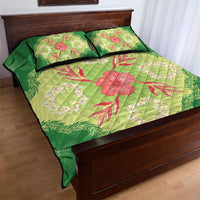 Hawaii Quilt Inspired Collection Aloha Flowers Quilt Bed Set Plumeria - Ti Leaf Lei