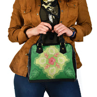 Hawaii Quilt Inspired Collection Aloha Flowers Shoulder Handbag Plumeria - Ti Leaf Lei