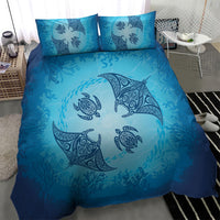 Hawaii Quilt Inspired Collection Aloha Sea Bedding Set Manta Ray and Turtles