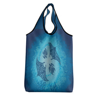 Hawaii Quilt Inspired Collection Aloha Sea Grocery Bag Manta Ray and Turtles