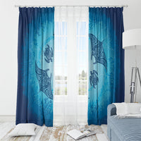 Hawaii Quilt Inspired Collection Aloha Sea Window Curtain Manta Ray and Turtles