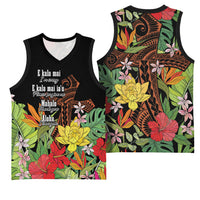 Mahalo Hawaii Ho'oponopono Pule Basketball Jersey Polynesian Pattern Cross