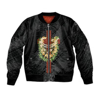 Hawaii Ka Pule a ka Haku Memorial Bomber Jacket Flower Lei Cross - Black LT7 Unisex Black - Polynesian Pride