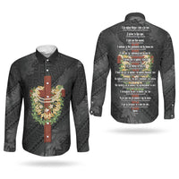 Hawaii Ka Pule a ka Haku Memorial Couples Matching Tank Maxi Dress and Long Sleeve Button Shirt Flower Lei Cross - Black LT7 - Polynesian Pride