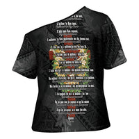 Hawaii Ka Pule a ka Haku Memorial Cross Shoulder Shirt Flower Lei Cross - Black LT7 - Polynesian Pride