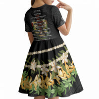 Hawaii Ka Pule a ka Haku Memorial Kid Short Sleeve Dress Flower Lei Cross - Black LT7 - Polynesian Pride
