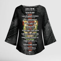 Hawaii Ka Pule a ka Haku Memorial Kimono Sleeve Blouse Flower Lei Cross - Black LT7 - Polynesian Pride