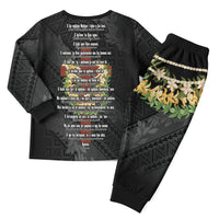 Hawaii Ka Pule a ka Haku Memorial Christmas Pajama Set Flower Lei Cross - Black