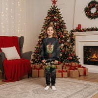Hawaii Ka Pule a ka Haku Memorial Christmas Pajama Set Flower Lei Cross - Black