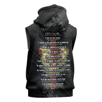 Hawaii Ka Pule a ka Haku Memorial Sleeveless Zip Hoodie Flower Lei Cross - Black LT7 - Polynesian Pride