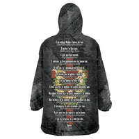 Hawaii Ka Pule a ka Haku Memorial Wearable Blanket Hoodie Flower Lei Cross - Black LT7 - Polynesian Pride