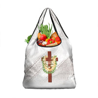 Hawaii Ka Pule a ka Haku Memorial Grocery Bag Flower Lei Cross - Ivory White