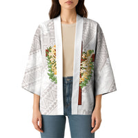 Hawaii Ka Pule a ka Haku Memorial Kimono Flower Lei Cross - Ivory White