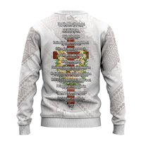 Hawaii Ka Pule a ka Haku Memorial Ugly Christmas Sweater Flower Lei Cross - Ivory White