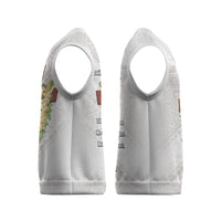 Hawaii Ka Pule a ka Haku Memorial Christmas Knitted V-Neck Vest Flower Lei Cross - Ivory White