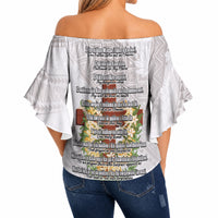 Hawaii Ka Pule a ka Haku Memorial Off Shoulder Wrap Waist Top Flower Lei Cross - Ivory White LT7 - Polynesian Pride
