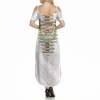 Hawaii Ka Pule a ka Haku Memorial Summer Maxi Dress Flower Lei Cross - Ivory White LT7 - Polynesian Pride
