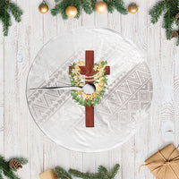Hawaii Ka Pule a ka Haku Memorial Tree Skirt Flower Lei Cross - Ivory White