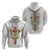 Hawaii Ka Pule a ka Haku Memorial Zip Hoodie Flower Lei Cross - Ivory White LT7 - Polynesian Pride