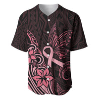 Polynesian Baseball Jersey Breast Cancer RIbbon Butterfly Mix Plumeria Curves Pink LT7 Black Pink - Polynesian Pride