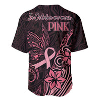 Polynesian Baseball Jersey Breast Cancer RIbbon Butterfly Mix Plumeria Curves Pink LT7 - Polynesian Pride