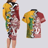 Mate Ma'a Tonga Vs Australia Rugby Personalized Couples Matching Long Sleeve Bodycon Dress and Hawaiian Shirt Special Mascots LT7 - Polynesian Pride