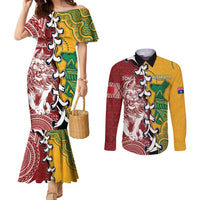 Mate Ma'a Tonga Vs Australia Rugby Personalized Couples Matching Mermaid Dress and Long Sleeve Button Shirt Special Mascots LT7 Colorful - Polynesian Pride