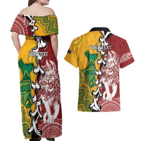 Mate Ma'a Tonga Vs Australia Rugby Personalized Couples Matching Off Shoulder Maxi Dress and Hawaiian Shirt Special Mascots