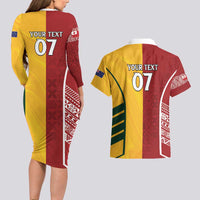 Australia - Tonga Rugby Custom Couples Matching Long Sleeve Bodycon Dress and Hawaiian Shirt Minimalist Dynamic LT7 - Polynesian Pride
