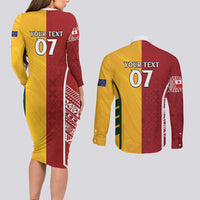 Australia - Tonga Rugby Custom Couples Matching Long Sleeve Bodycon Dress and Long Sleeve Button Shirt Minimalist Dynamic LT7 - Polynesian Pride