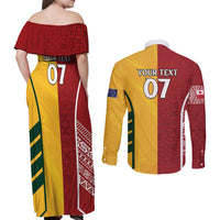 Australia - Tonga Rugby Custom Couples Matching Off Shoulder Maxi Dress and Long Sleeve Button Shirt Minimalist Dynamic LT7 - Polynesian Pride
