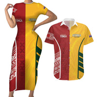 Australia - Tonga Rugby Custom Couples Matching Short Sleeve Bodycon Dress and Hawaiian Shirt Minimalist Dynamic LT7 Colorful - Polynesian Pride