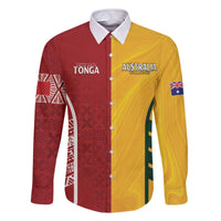 Australia - Tonga Rugby Custom Family Matching Off The Shoulder Long Sleeve Dress and Hawaiian Shirt Minimalist Dynamic