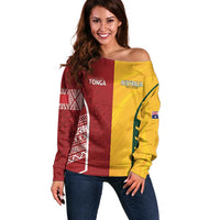 Australia - Tonga Rugby Custom Off Shoulder Sweater Minimalist Dynamic LT7 Women Colorful - Polynesian Pride
