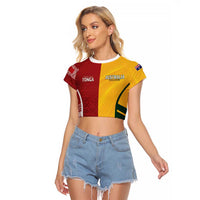 Australia - Tonga Rugby Custom Raglan Cropped T Shirt Minimalist Dynamic LT7 Female Colorful - Polynesian Pride