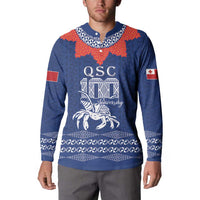 Queen Salote College 100 Years Anniversary Personalized Button Sweatshirt Tonga QSC Royal Blue - Polynesian Pride