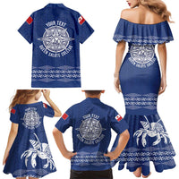 Queen Salote College 100 Years Anniversary Personalized Family Matching Mermaid Dress and Hawaiian Shirt Tonga QSC Royal Blue - Polynesian Pride