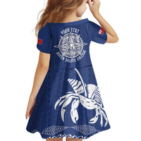 Queen Salote College 100 Years Anniversary Personalized Family Matching Off Shoulder Maxi Dress and Hawaiian Shirt Tonga QSC Royal Blue - Polynesian Pride